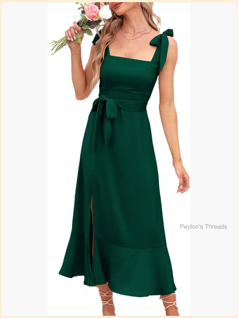 Boho Side Split Maxi Dress - Flowy Long Sundress For Wedding Guest Vacation